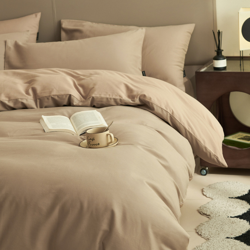 Cama de cama de algodón de cuatro piezas, sábanas de algodón, colcha de cama, dormitorio de estudiantes universitarios, cama individual de tres piezas