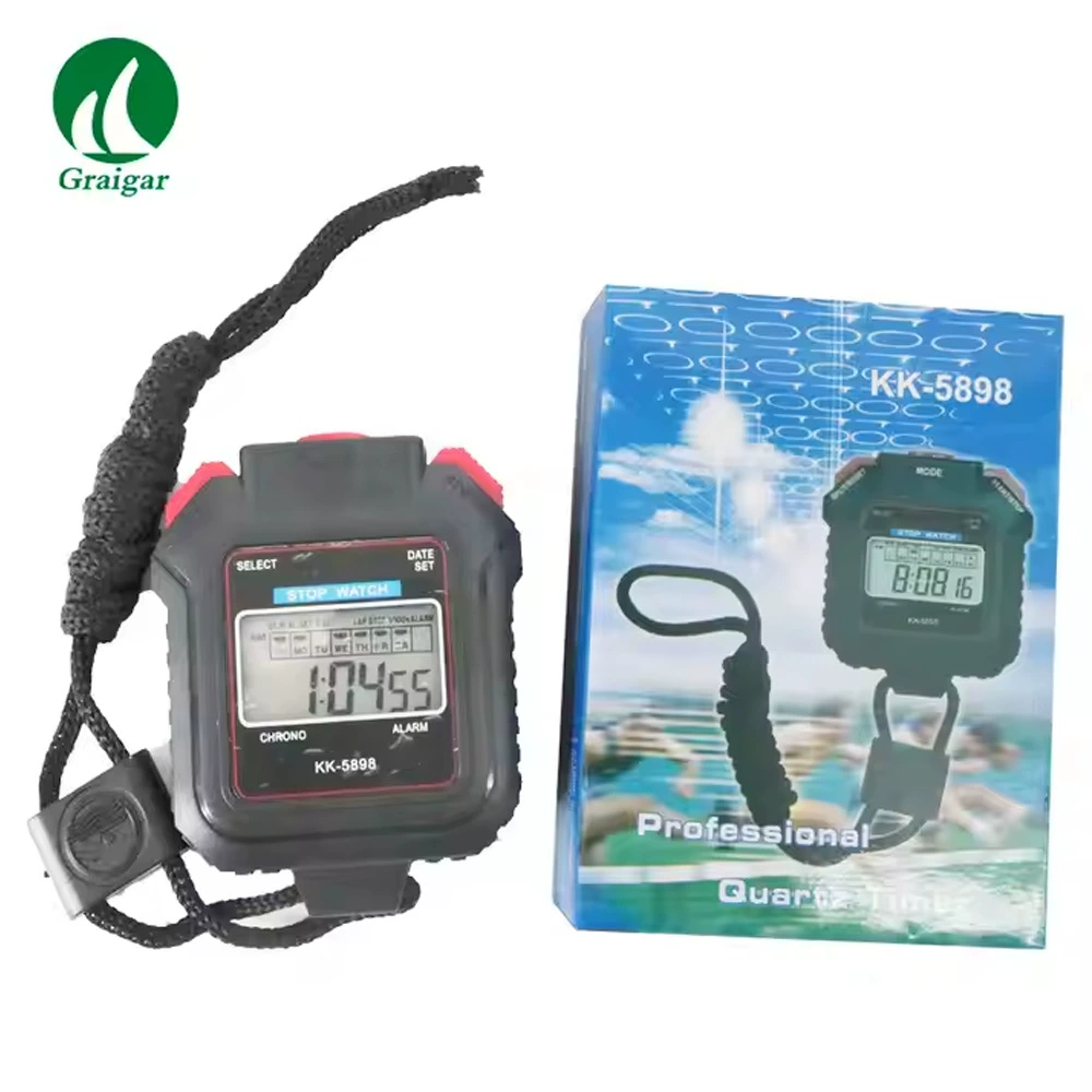 Ручной цифровой ЖК-спортивный секундомер KK-5898 Профессиональный хронограф-таймер Высокое качество