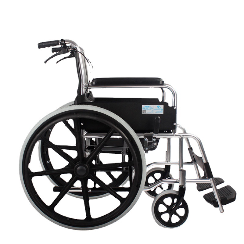 Aleación de aluminio de Zhengzhou para personas mayores con discapacidad carro de mano para silla de ruedas ligera de cuatro ruedas scooter plegable con freno de parada