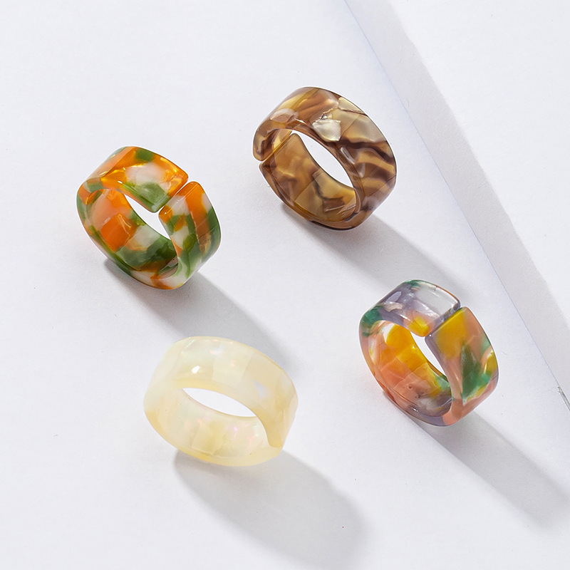 Fashion Color 4 Resin Ring Set display picture 2