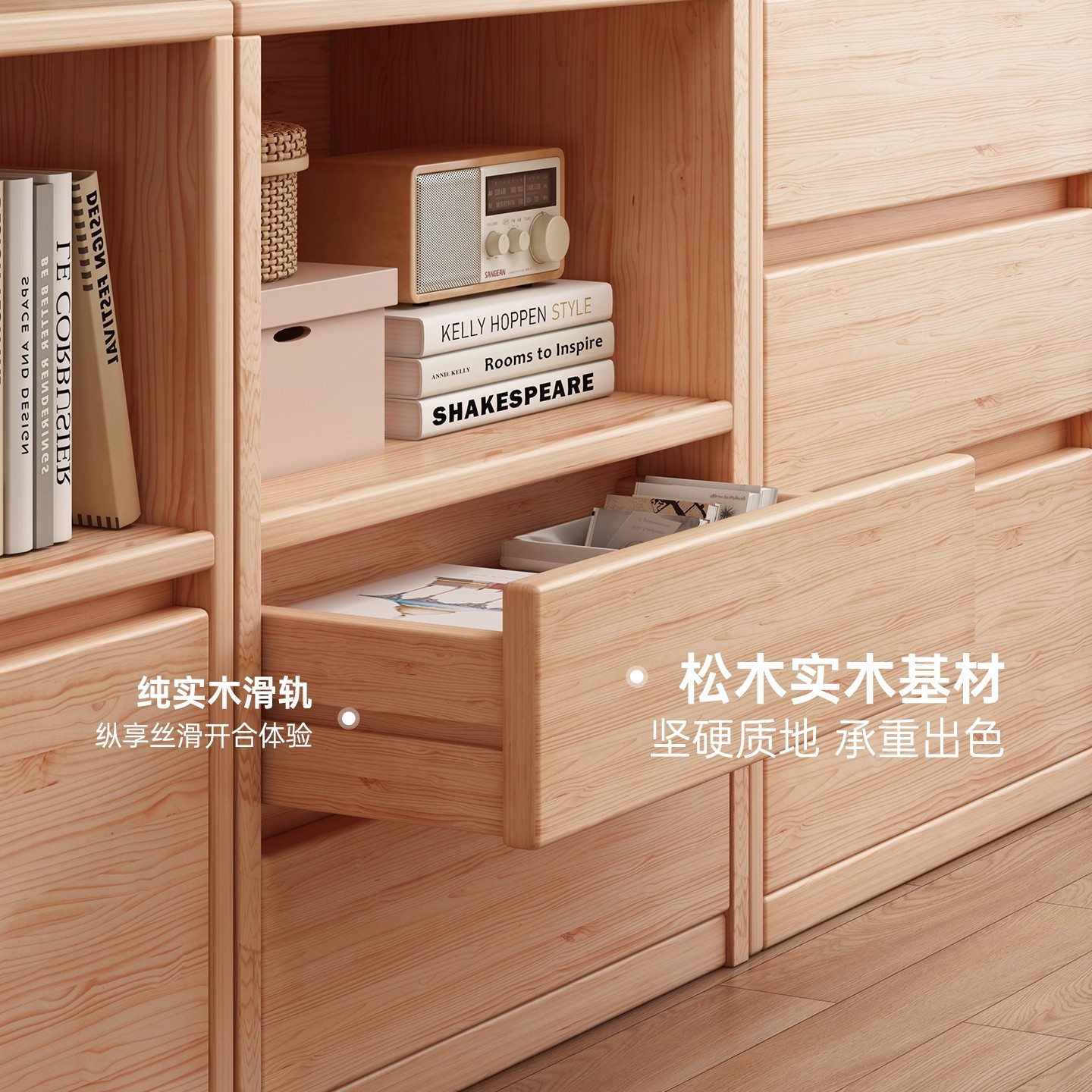 Gabinete de madera sólida Gabinete de té Gabinete de sala de estar Gabinete combinado contra la pared División de comedor Gabinete de almacenamiento Gabinete de cajón Estante de almacenamiento