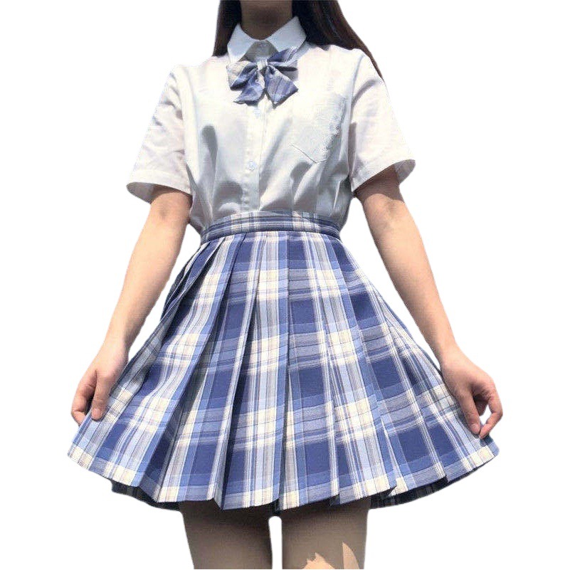 Factory Wholesale Jk Uniform Full Set Pleated Skirt Japanese Style Plaid Skirt A-Line Original Genuine Suit Preppy Style Skirt