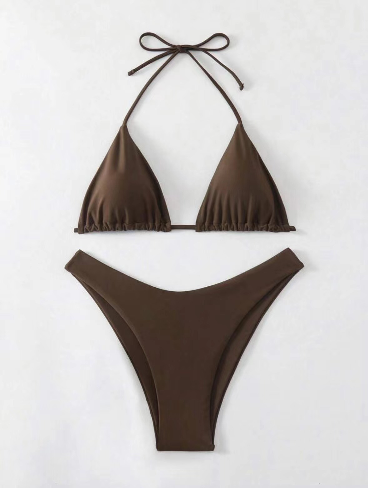 Women's Clothing Tie Up Bikini Swimsuit Solid Color Two Piece Sexy Women's Clothing Swimwear_ecoleips.com