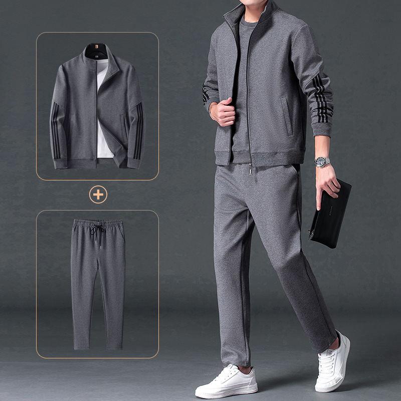 Trajes deportivos de tres barras transfronterizos de primavera y otoño ropa deportiva casual delgada de mediana edad papá dos pantalones recto