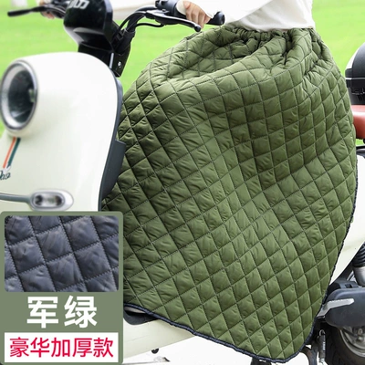 Suitable for Electric Vehicle Windproof Quilt Autumn and Winter New Half-Body Warm Knee Pads Waterproof Thickeneded Velvet Windproof Skirt for Men and Women (Motorcycle front windshield) - military-green-buckle-thickened-quilted-model-warm-and-heatingwindproof-and-waterproof