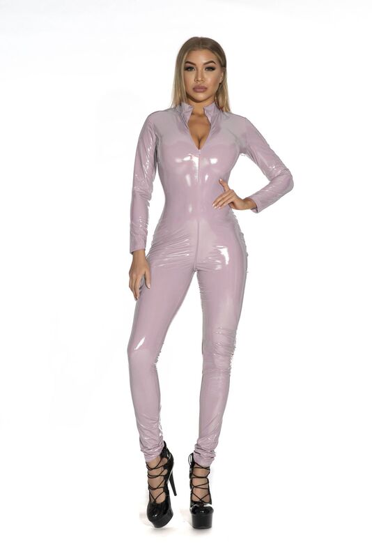 Glossy Patent Leather Pu Leather Mirror Sexy Intimates for Women Zipper Crotch Nightclub One-Piece Leather Jacket S-5Xl