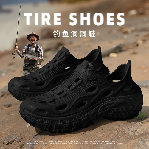 Men's Croc-style Shoes for Summer, Outdoor Wear, EVA River-Tracking Slippers, Thick-Soled, Non-Slip, Casual Beach Sandals