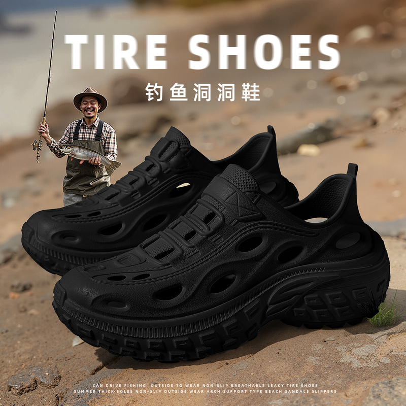 Men's Croc Shoes Men's Summer Outerwear Sports Eva River Tracing Slippers Thick-Soled Non-Slip Casual Beach Slippers Wholesale