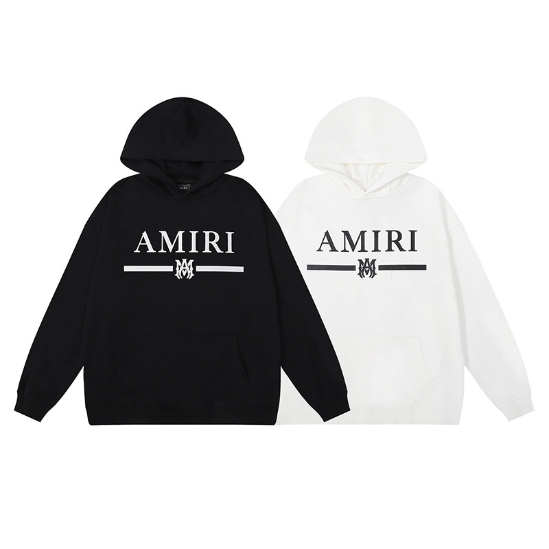 アメリカンストリート Amiri ニッチハイストリート男性と女性のカップルソリッドカラーコットンプリントプルオーバースウェットシャツレトロパーカー|undefined