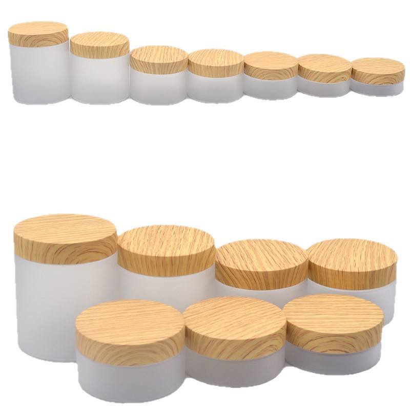 Botella de crema con tapa de imitación de madera/masilla para mascarillas faciales, envase cosmético para productos de cuidado de la piel, botella para crema de ojos, envase hidratante sellado personalizado.