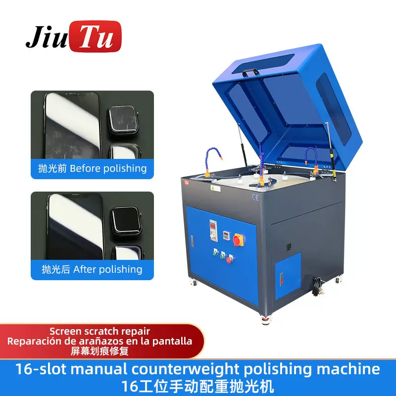 玖途工厂定制屏幕打磨机16工位手机平板屏幕划痕去除翻新抛光机