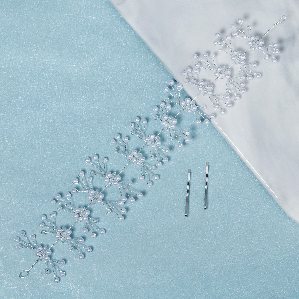 Korean pearl handmade crystal woven bridal headwear