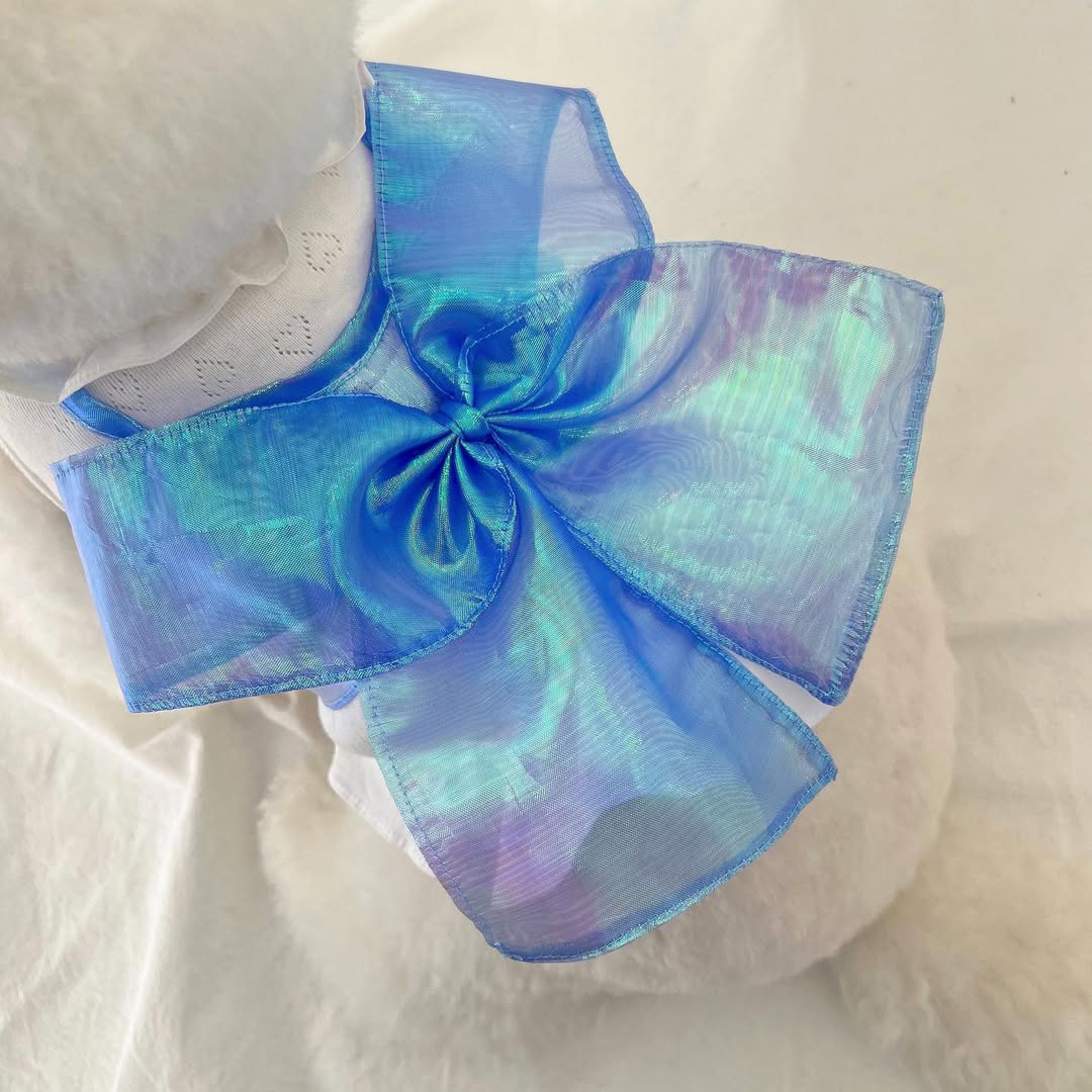 Primavera y verano perro princesa viento dama fluir gran lazo vestido de algodón falda de gato ropa para perros