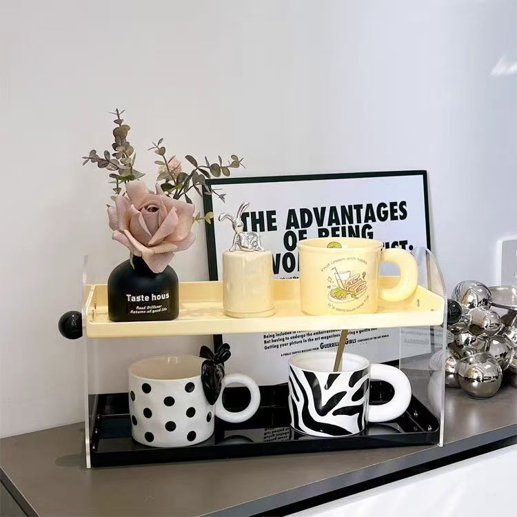 2층 [밀크+블랙] 검은색 볼 2개, 길이 40*가로 15*높이 22cm