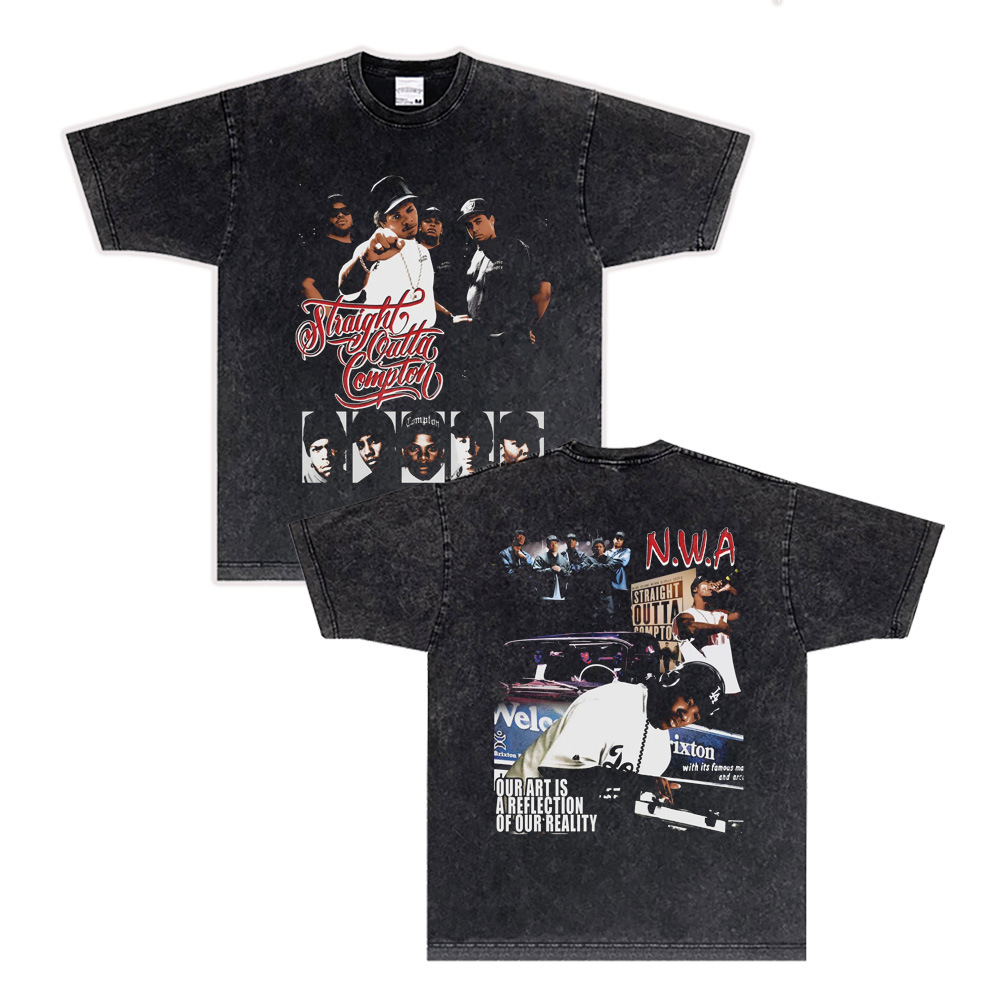 West Coast Rap N.W.A. Digital Direct Jet Washing Made Old American Retro Little Neck Camiseta image 40