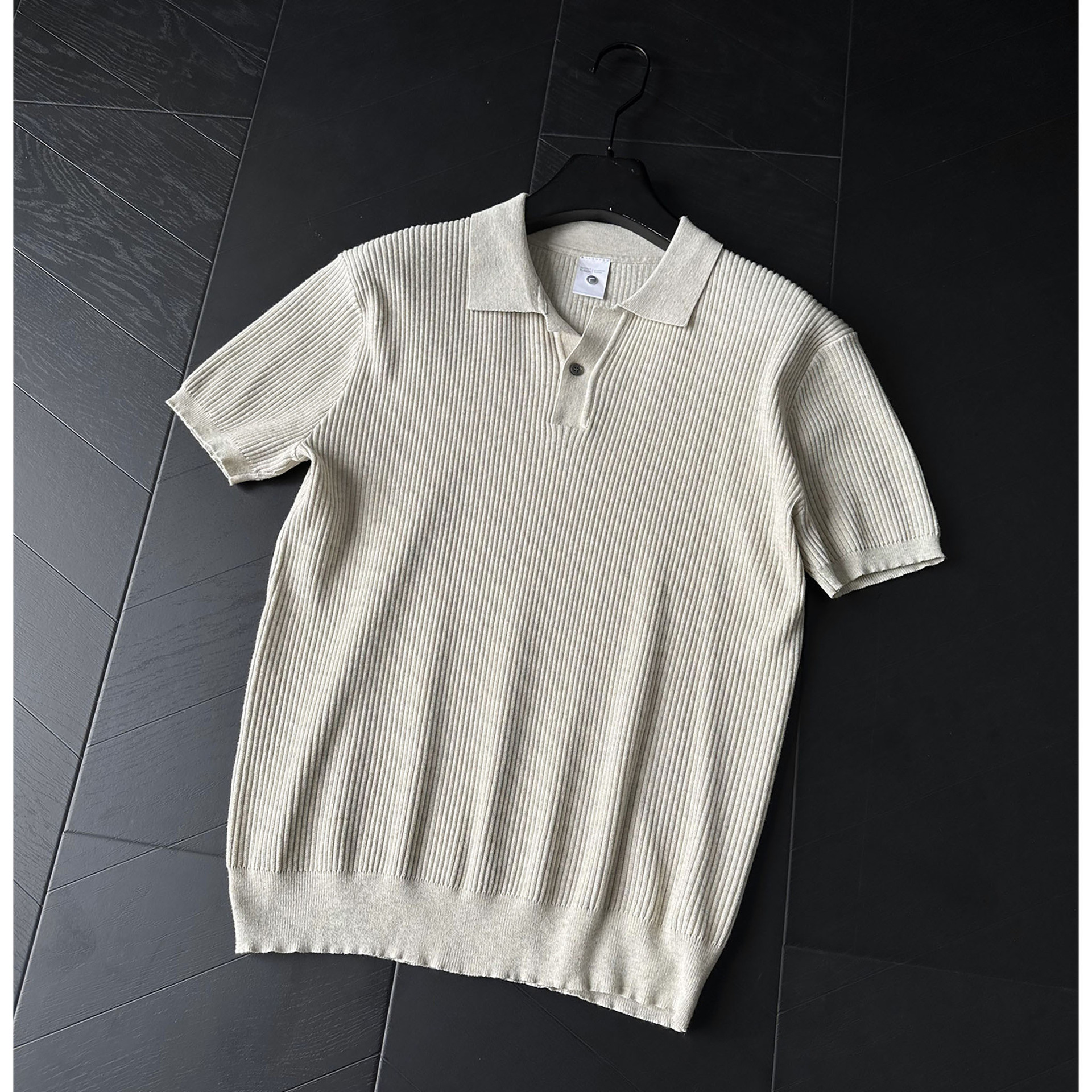 Polo camiseta de punto camiseta de manga corta camiseta de hombre cuello en V Paul rayas viejas líneas de negocios de verano fábrica transfronteriza mayorista image 5
