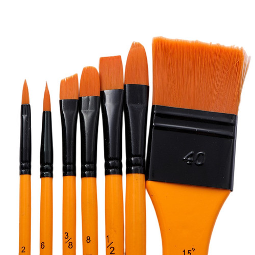 Cross-border best-selling oil paint brush set 7 wooden poles children's art painting board brushes multi-functional nylon paint brushes wholesale