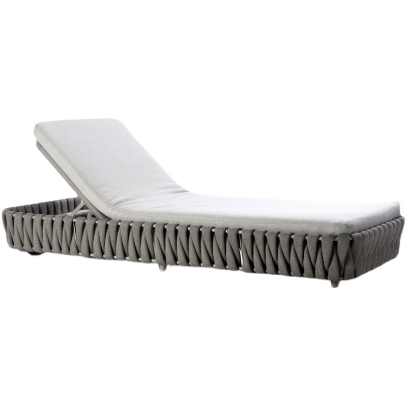 Cama de mentira al aire libre impermeable al aire libre protector solar patio piscina Villa Silla de playa de madera maciza balcón ocio reclinable Silla de cama
