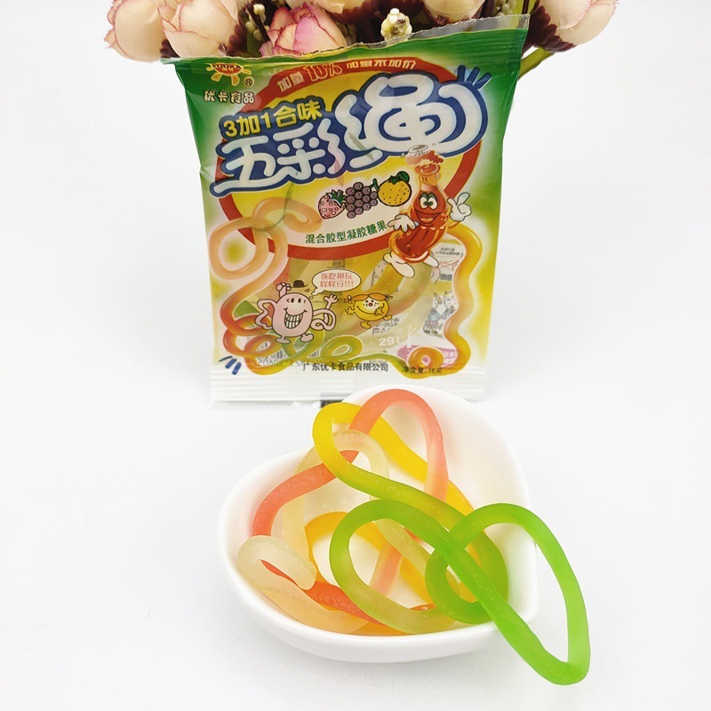 Youka カラフルロープ ミックスジェル キャンディー 8090 懐かしいお菓子 5袋 送料無料 カラーロープ|undefined