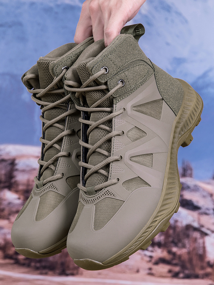 Botas de combate, fanáticos militares, botas tácticas de rango medio, montañismo al aire libre para hombres, zapatos altos para hombres, botas de entrenamiento de combate, botas de senderismo todoterreno