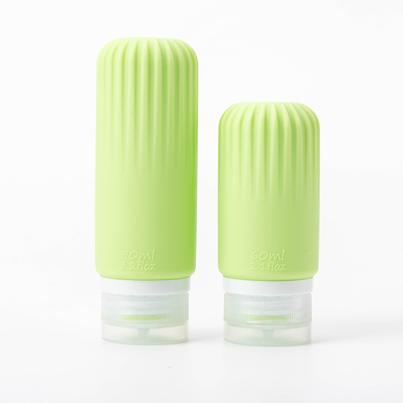 Viaje de silicona botella de 60ml 90ml gran capacidad conjunto de presión a prueba de fugas botella de almacenamiento de cosméticos nueva