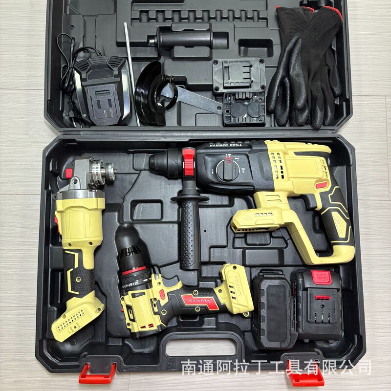 外贸跨境浅黄白色锂电无刷电动工具3件4件套100MM125MM角磨机可选|undefined