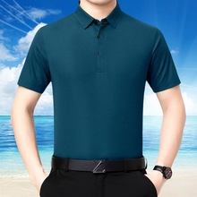 高端冰丝夏季2025新款短袖t恤男士polo衫纯色轻商务保罗体恤男款