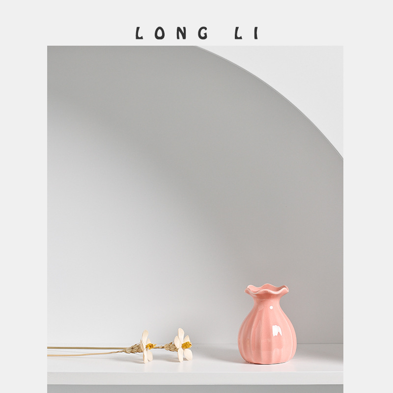 Longli Porcelain Classic Ceramic Aroma Diffuser Creative Mini Ceramic Vase Ornament Decor Hydroponic Fresh Flowers Small Flower Vase with Lotus Mouth