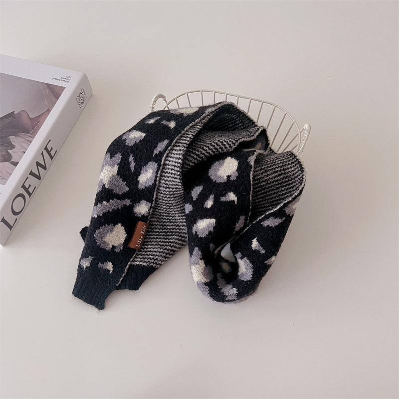 레오파드 스카프 블랙