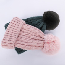冬季新款麻花毛球毛線帽 女士時尚冷帽戶外休閑防風保暖針織帽潮
