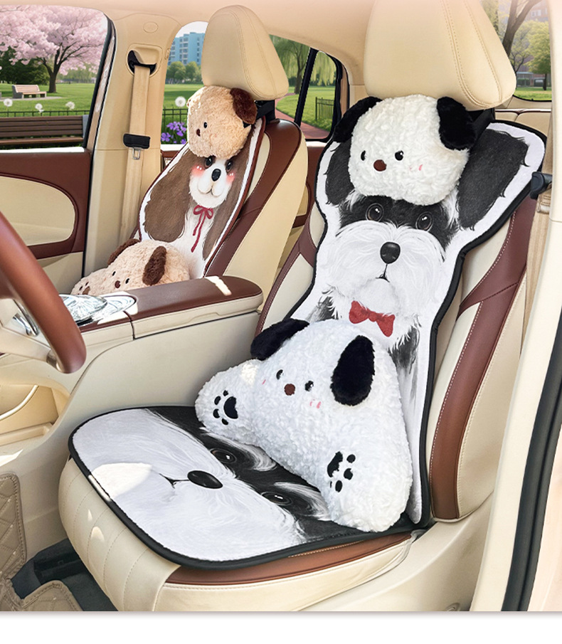 Winter plush car seat cushion, cartoon cute single-piece car seat pad, universal warm and thickened car seat cover