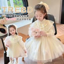 女小童盘扣连衣裙春装2025新款洋气中国风女宝宝春秋网纱公主裙子