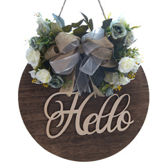 905仿真花門飾小玫瑰花環歡迎掛牌 農舍掛牌  welcome掛件