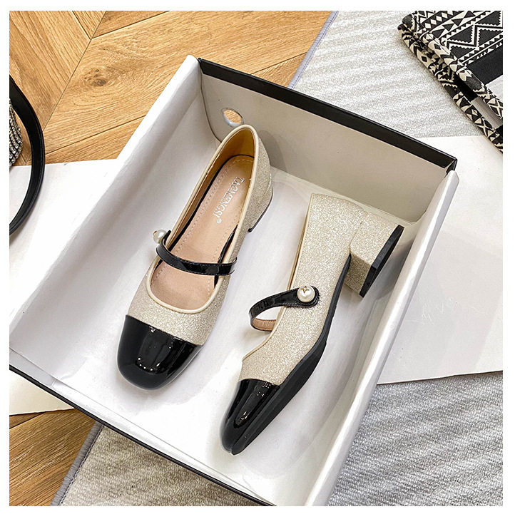 Giày Mary Jane nữ mũi vuông quai ngang gót thô 3-5 cm — Màu mơ, Màu đen chi tiết 29