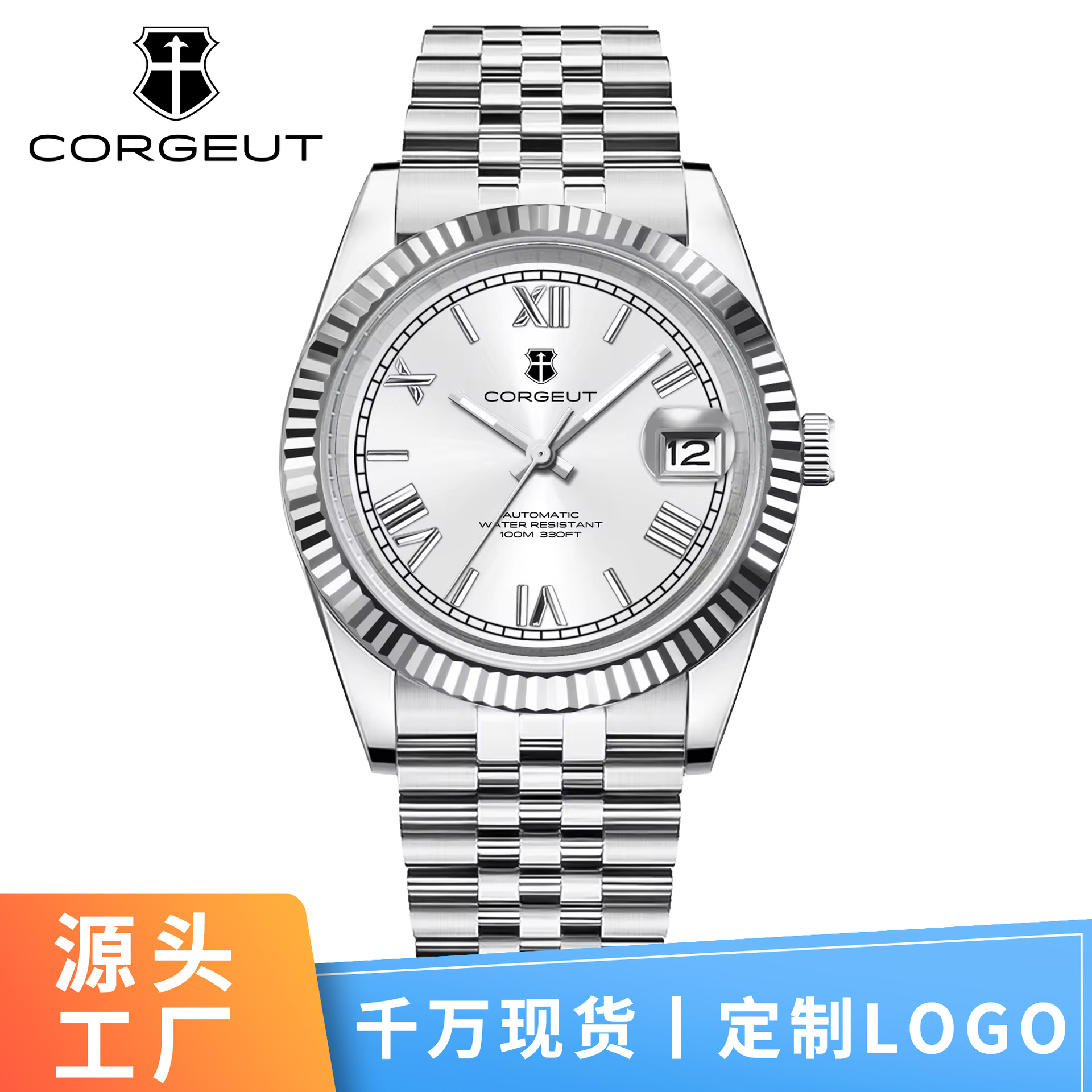 Cross-Border Men's Watch, Popular on Aliexpress, Datejust Style with Roman Numerals, Japanese Nh35 Movement, Fully Automatic Mechanical Watch