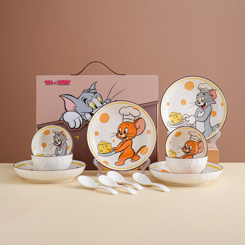 Tom and Jerry Genuine Ceramic Rice Bowl Household Children's Cute Ceramic Tableware Set Souvenir Birthday Gift Tom and Jerry Genuine Ceramic Rice Bowl Household Children's Cute Ceramic Tableware Set Souvenir Birthday Gift