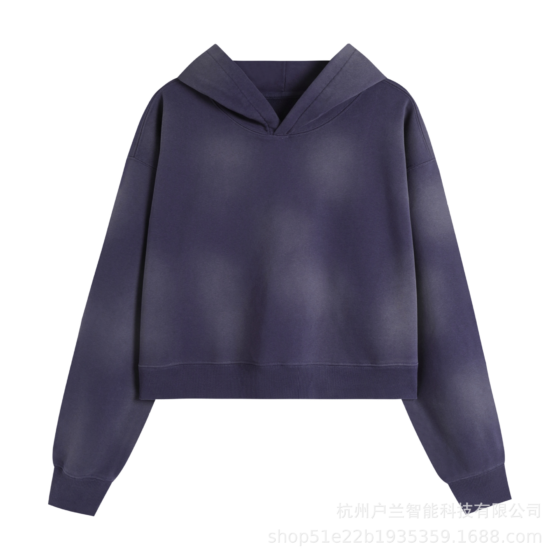 Women's 400g brushed gradient spray hooded sweatshirt navy blue