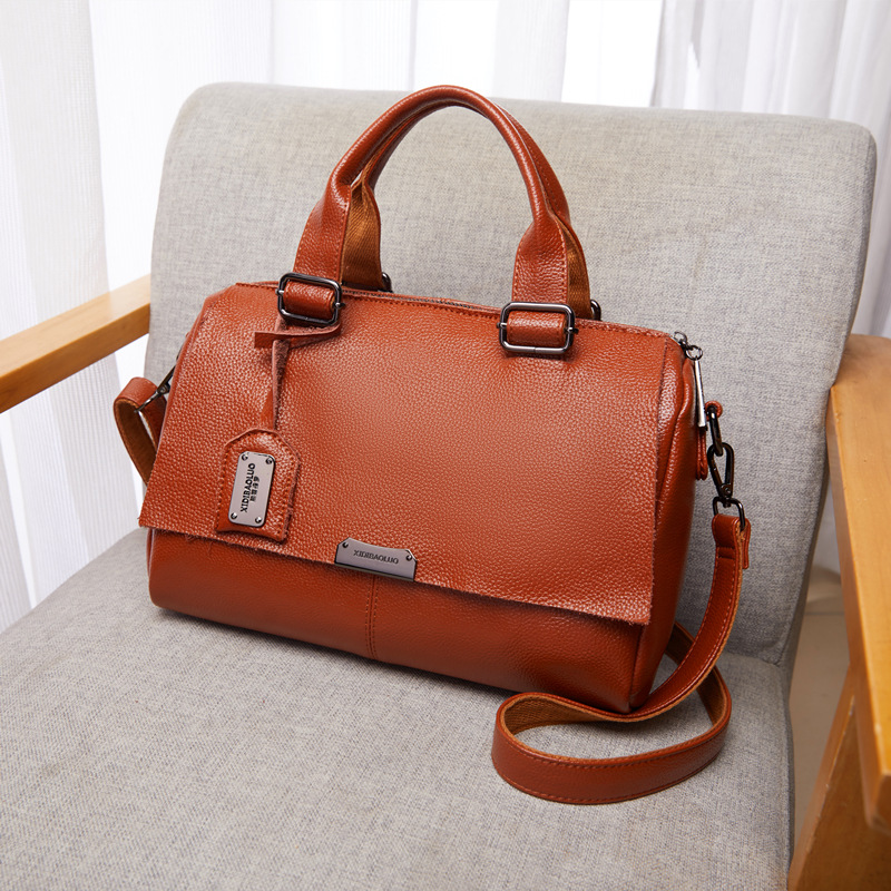 2024 Heidi Paul New European & American Style Flap Leather Handbag Crossbody Pillow Boston Large Capacity Women's Bag - Thumbnail 7