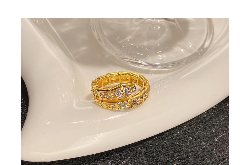 Fashion Snake Copper Inlay Zircon Open Ring 1 Piece