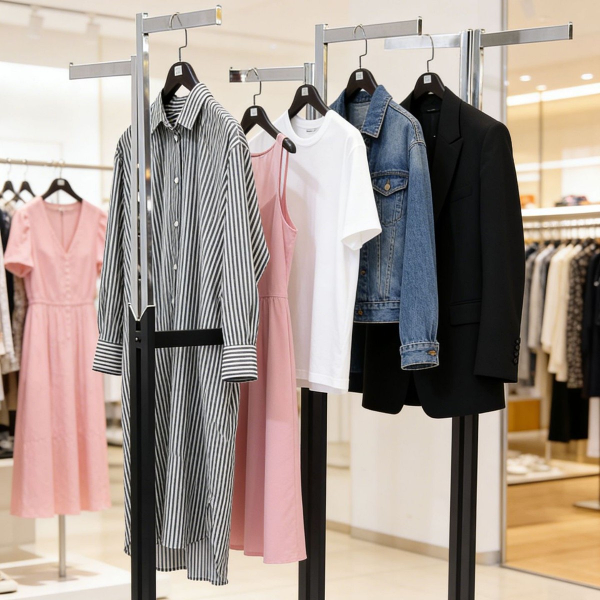 易秀展示 欧式简约挂衣架 超市服装店货架 服装店面六杆货架