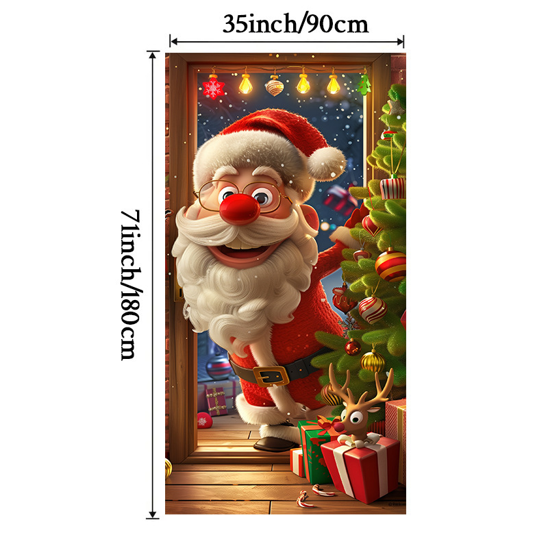 Lámparas de color de Navidad cubierta de tela decoración puerta de poliéster de alta densidad tela de fondo de Año Nuevo fiesta de puerta de entrada amueblado tapices