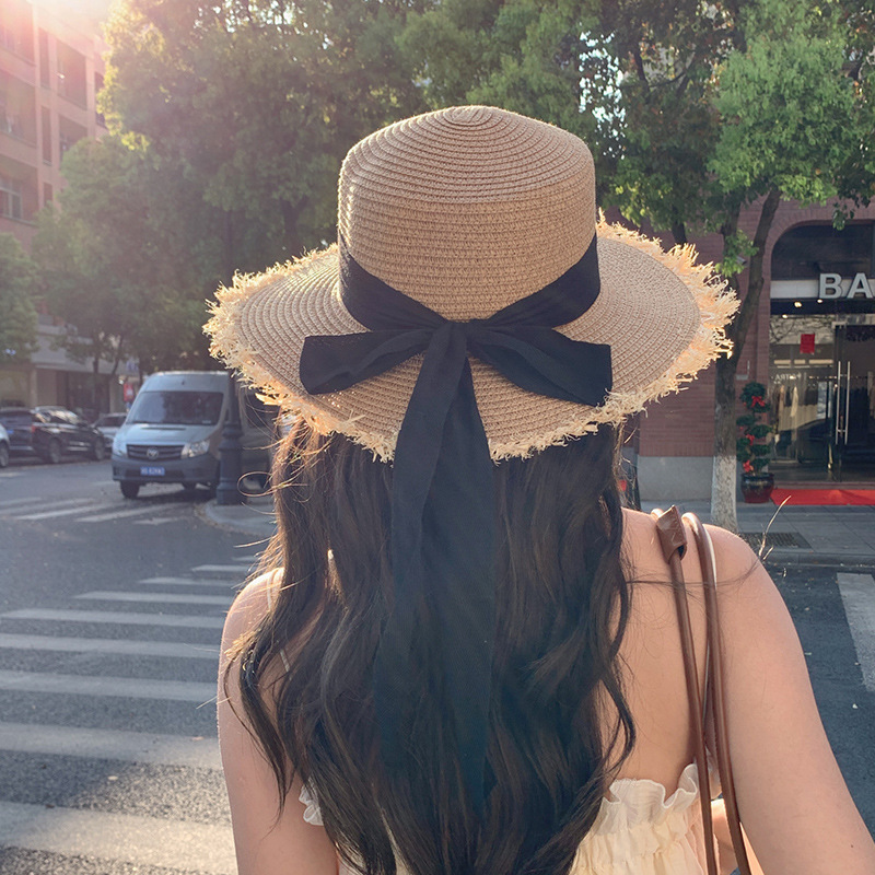 Gå till blåsiga platser Liu Yifei samma stil hatt Xu rödbönshalmhatt solskyddshatt damfiskarhatt solskyddshatt_voghion.com