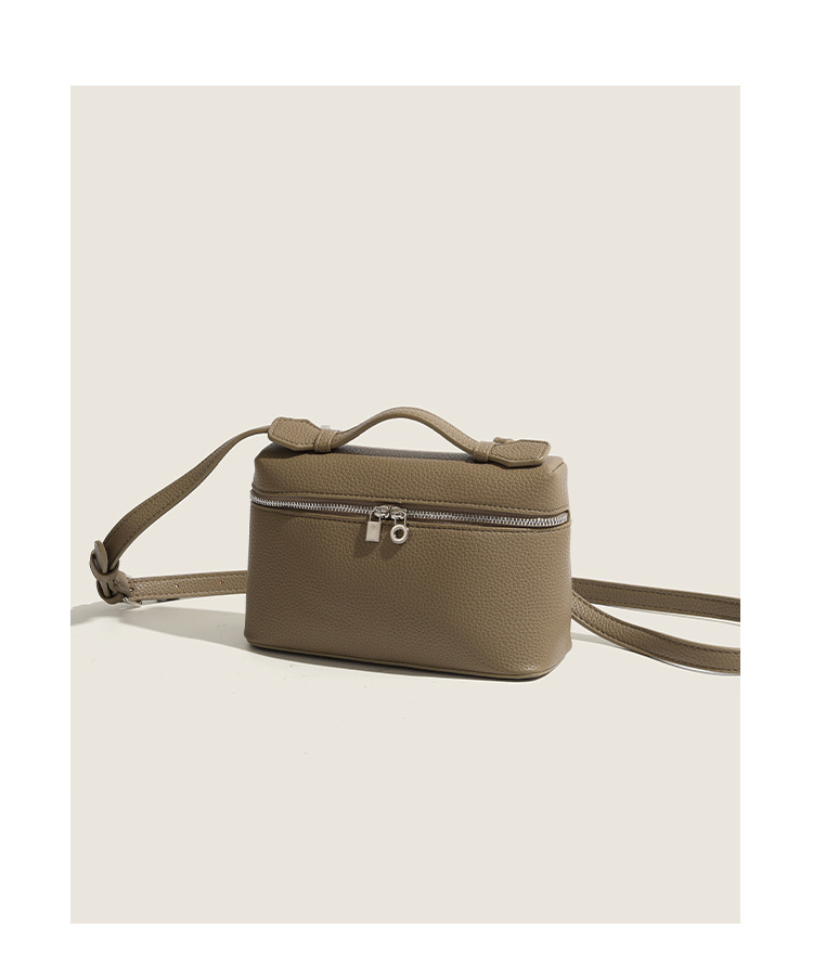 Pu Leather Material Solid Color Pattern Women's Small Pu Leather Solid Color Basic Square Zipper Crossbody Bag