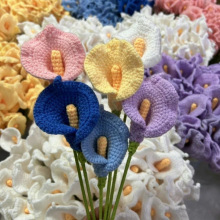 针织永生花马蹄莲手捧花束材料马蹄莲花枝家居办公摆设室内毛绒礼