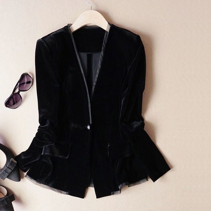 Chanel-Style Trendy Velvet Blazer for Women, New Autumn Collection, High-End Elegant Women's Suit Jacket, Fashionable