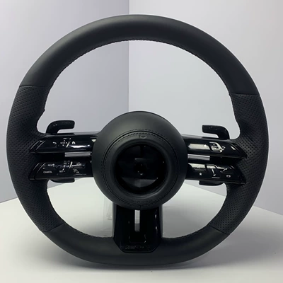 Suitable for Mercedes-Benz Amg Sports Steering Wheel with Genuine Leather and Multi-Function Buttons, Modified and Upgraded, Directly Supplied by the Manufacturer (Steering wheel) - genuine-leather-black