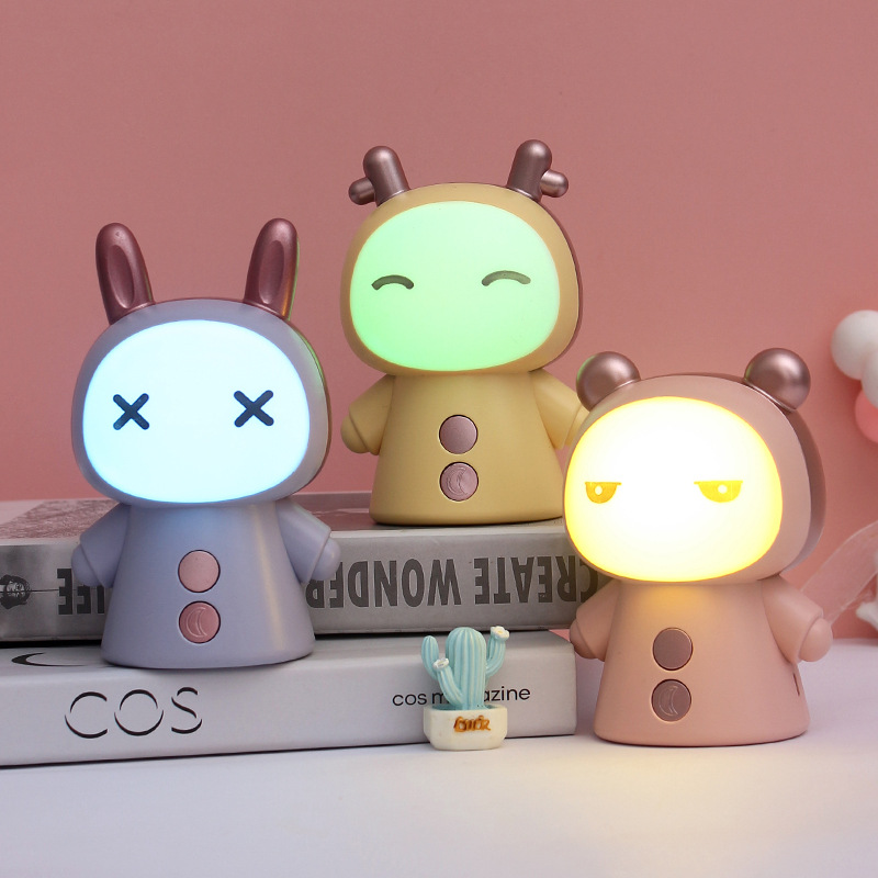 Transfronterizo de la exportación USB lámpara de mesa de dibujos animados LED recargable aprendizaje protección ocular lámpara de mesa estudiante dormitorio lectura lámpara de noche Luz