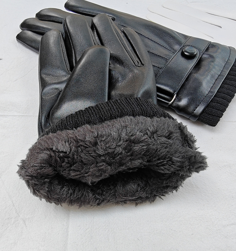 Vinterhandskar för män i konstläder med touchscreen och fleecefoder_voghion.com