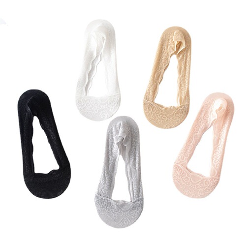 Lace boat socks for women summer thin peacock edge invisible women's socks silicone anti-cotton bottom shallow mouth Japanese socks for women wholesale