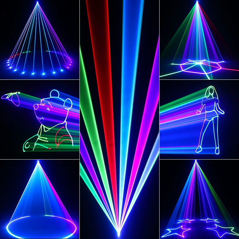 Новинка 2025 года: полноцветный анимированный лазерный свет для караоке-баров, красочный вращающийся световой луч с эффектом вспышек, рождественская проекция, DMX-управление, сценический свет